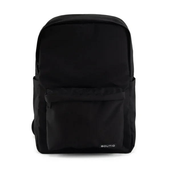Boutiq Classic Backpack in black, 30L capacity, made from water-resistant material.
