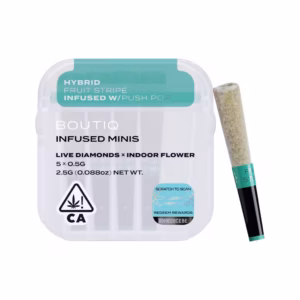 Boutiq Fruit Stripe x Push Pop Live Diamond Infused Pre-Rolls 5-pack in an airtight, waterproof case.