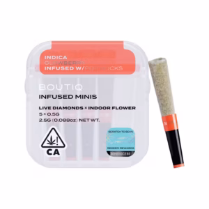 Boutiq Glowberry x Pop Rocks Live Diamond Infused Pre-Rolls 5-pack in an airtight, waterproof case.