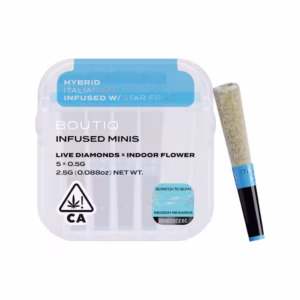 Boutiq Italian Ice x Star Fruit Live Diamond Infused Pre-Rolls 5-pack in an airtight, waterproof case.