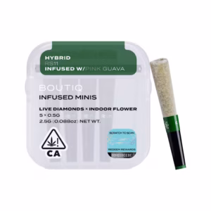 Boutiq RS11 x Pink Guava Live Diamond Infused Pre-Rolls 5-pack in an airtight, waterproof case.