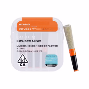Boutiq Rocket Pop x Sour Apple Live Diamond Infused Pre-Rolls 5-pack in an airtight, waterproof case.