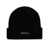 Boutiq Cozy Knit Beanie in black with cuffed edge and front rubber logo.