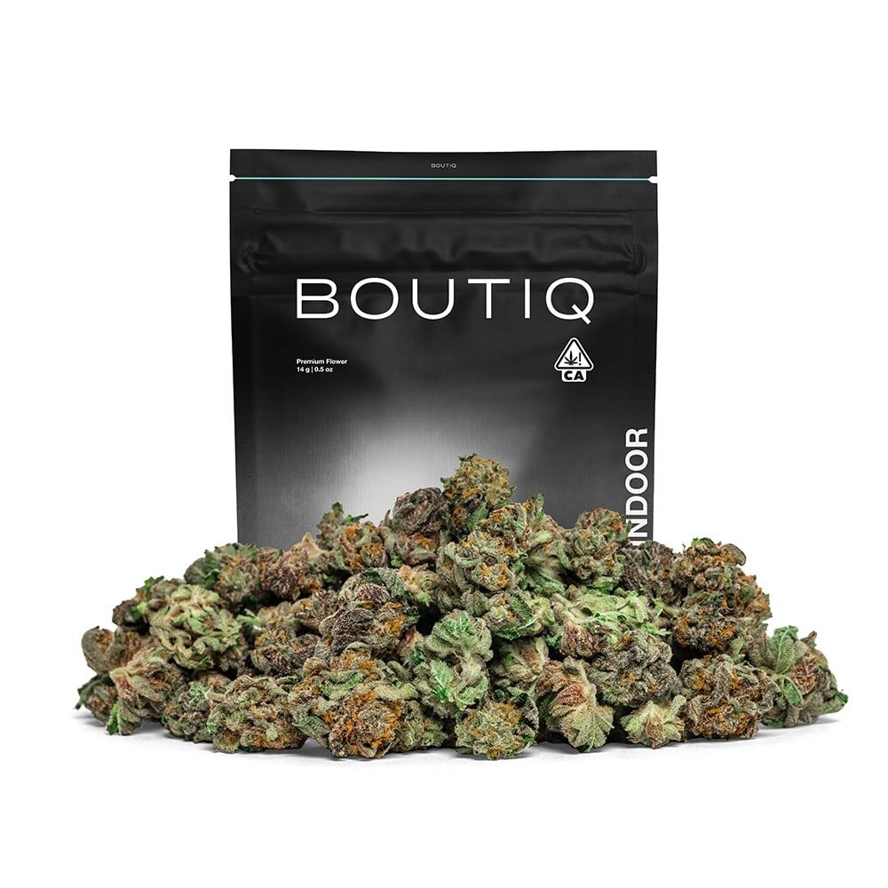 Vibrant green Horchata cannabis buds, premium indoor flower by Boutiq.
