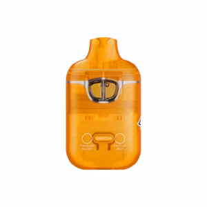 Boutiq Switch dual-chamber 2G vape pen with Orange Slush and Cactus Jack cannabis oil, on a clean white background, showcasing the 'SWITCH' button.