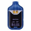 Boutiq Switch V4 2G disposable vape pen with a digital display, featuring transparent dual-chambers filled with Blue Banana and Honey Dew cannabis oil flavors, presented on a clean white background.