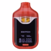 Boutiq Switch V4 2G dual-chamber vape pen displaying Cake Mix and Blue Mango cannabis oil, with digital screen and 'SWITCH' button, on a clean white background.
