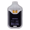 Boutiq Switch V4 2G dual-chamber vape pen displaying Frostiez and Purple Papaya cannabis oil, with digital screen and 'SWITCH' button, on a clean white background.