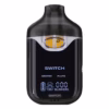 Boutiq Switch V4 2G dual-chamber vape pen displaying Grapez and Pluto cannabis oil, with digital screen and 'SWITCH' button, on a clean white background.