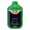 Boutiq Switch V4 2G dual-chamber vape pen displaying Jungle Juice and Zoap cannabis oil, with digital screen and 'SWITCH' button, on a clean white background.
