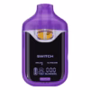 Boutiq Switch V4 2G dual-chamber vape pen displaying Melon-Z and Slimeade cannabis oil, with digital screen and 'SWITCH' button, on a clean white background.