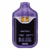 Boutiq Switch V4 2G dual-chamber vape pen displaying Passion Fruit and Grapefruit Haze cannabis oil, with digital screen and 'SWITCH' button, on a clean white background.