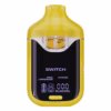 Boutiq Switch V4 2G dual-chamber vape pen displaying Pink Lemonade and Mango cannabis oil, with digital screen and 'SWITCH' button, on a clean white background.