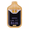 Boutiq Switch V4 2G dual-chamber vape pen displaying Pink Pineapple and Biscotti cannabis oil, with digital screen and 'SWITCH' button, on a clean white background.