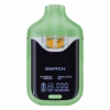 Boutiq Switch V4 2G dual-chamber vape pen displaying Rainbow Melon and King Louis OG cannabis oil, with digital screen and 'SWITCH' button, on a clean white background.